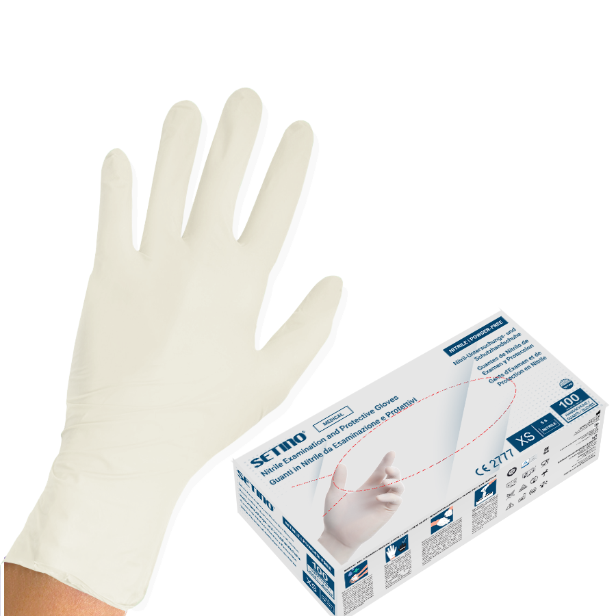 SETINO nitrilové rukavice - bílé